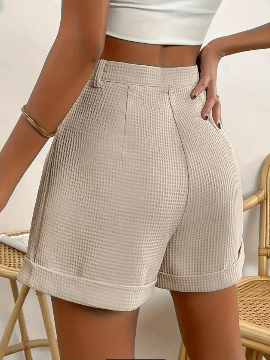 Short Texturizado Drapeado na Cintura com Acabamento Sofisticado - Mariana - Image 3