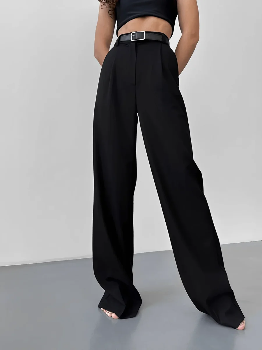 Calça Wide Leg em Alfaiataria Clássica com Cintura Alta e Bolsos – Kate - Image 2