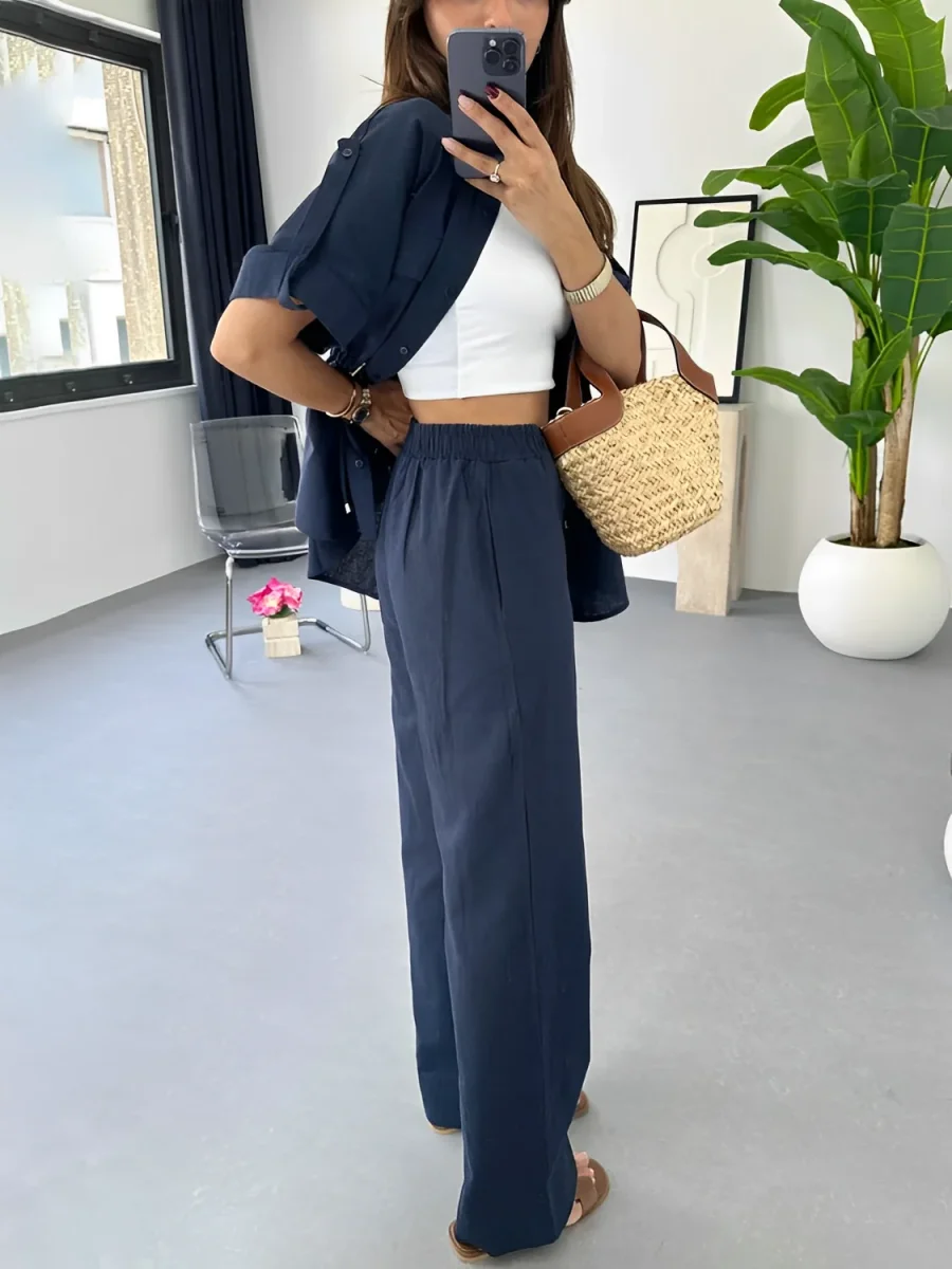 Conjunto com Camisa Oversized Ajustável e Calça Wige Leg - Olga - Image 9