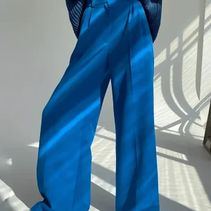 Calça Feminina Wide Leg em Alfaiataria com Cintura Alta e Bolsos – Madison [FRETE FULL]