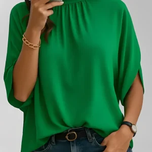 Blusa com Mangas Mocergo Vazadas e Gola Laço Amarração na Nuca - Catherine