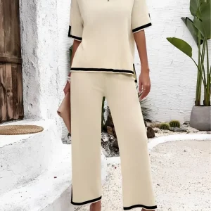 Conjunto Feminino em Viscose com Blusa Mullet e Calça com Fenda – Mirtes