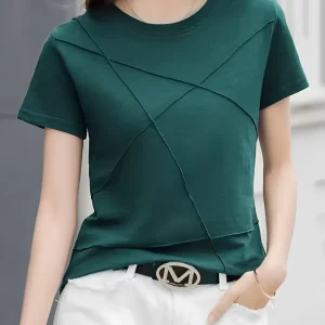 Blusa Básica com Relevo em Algodão e Decote Redondo – Lina