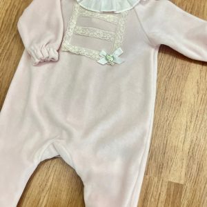 Babygrow em Veludo Rosa Tiza/Crudo 005-190029 – Paz Rodriguez