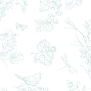 Papel Toile Borboletas Azul Náutico ( Faixa 3.40 H )