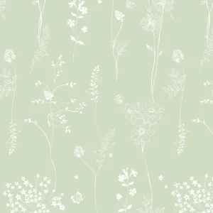 Papel Chuva De Flores Verde Floresta ( Faixa 3.40 H )